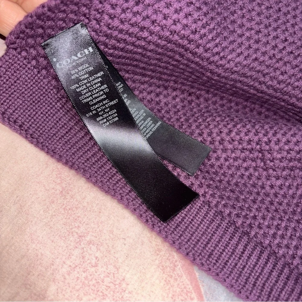 Coach purple knit scarf Tuckstitch Purple Scarf